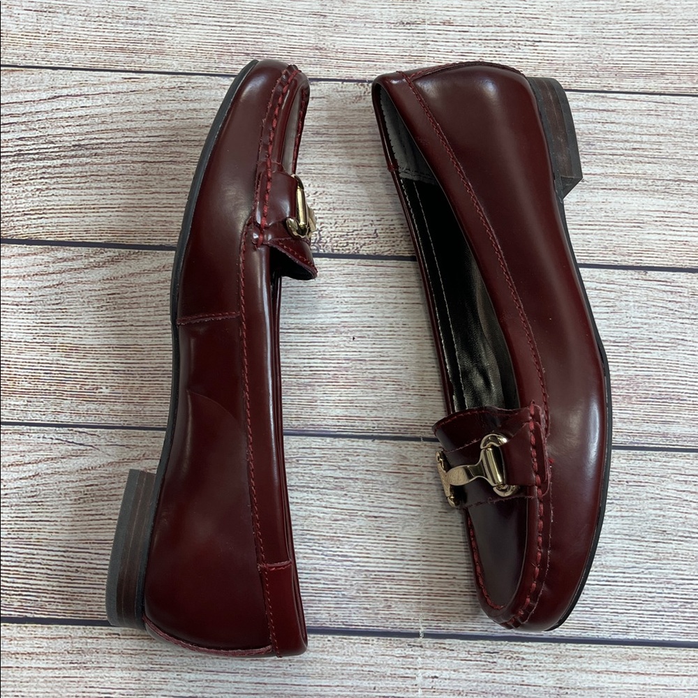 Ros Hommerson Regina Burgundy Leather Slip On Loafers EUC Size 7 - Picture 4 of 10